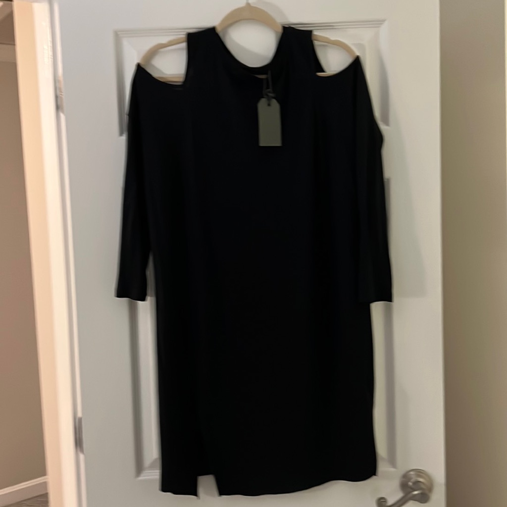 All Saints Black Tunic Cold Shoulder Dress.